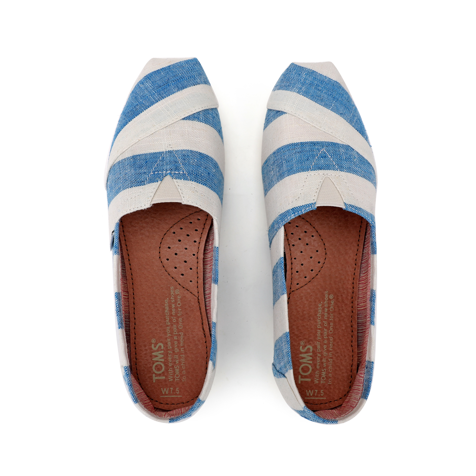 Toms 香港新款藍白寬條紋帆布女鞋
