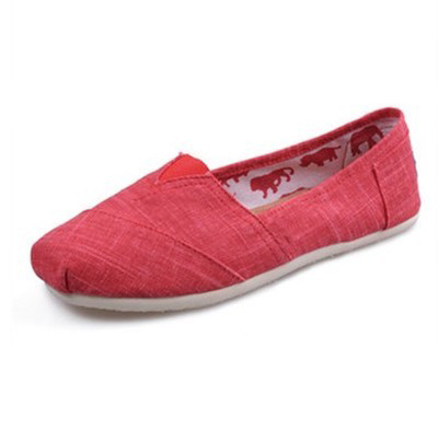 香港Toms時尚紅色竹節布女鞋