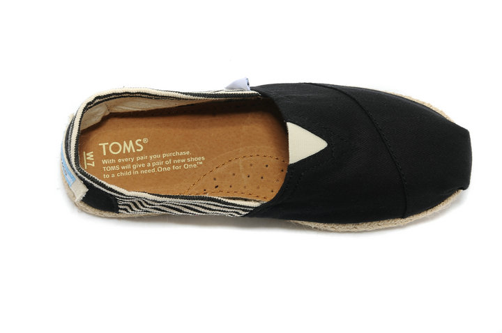 Toms香港經典黑色小條紋麻底女鞋