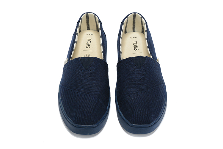 Toms香港厚底平底深藍色小白鞋一腳蹬板鞋男款
